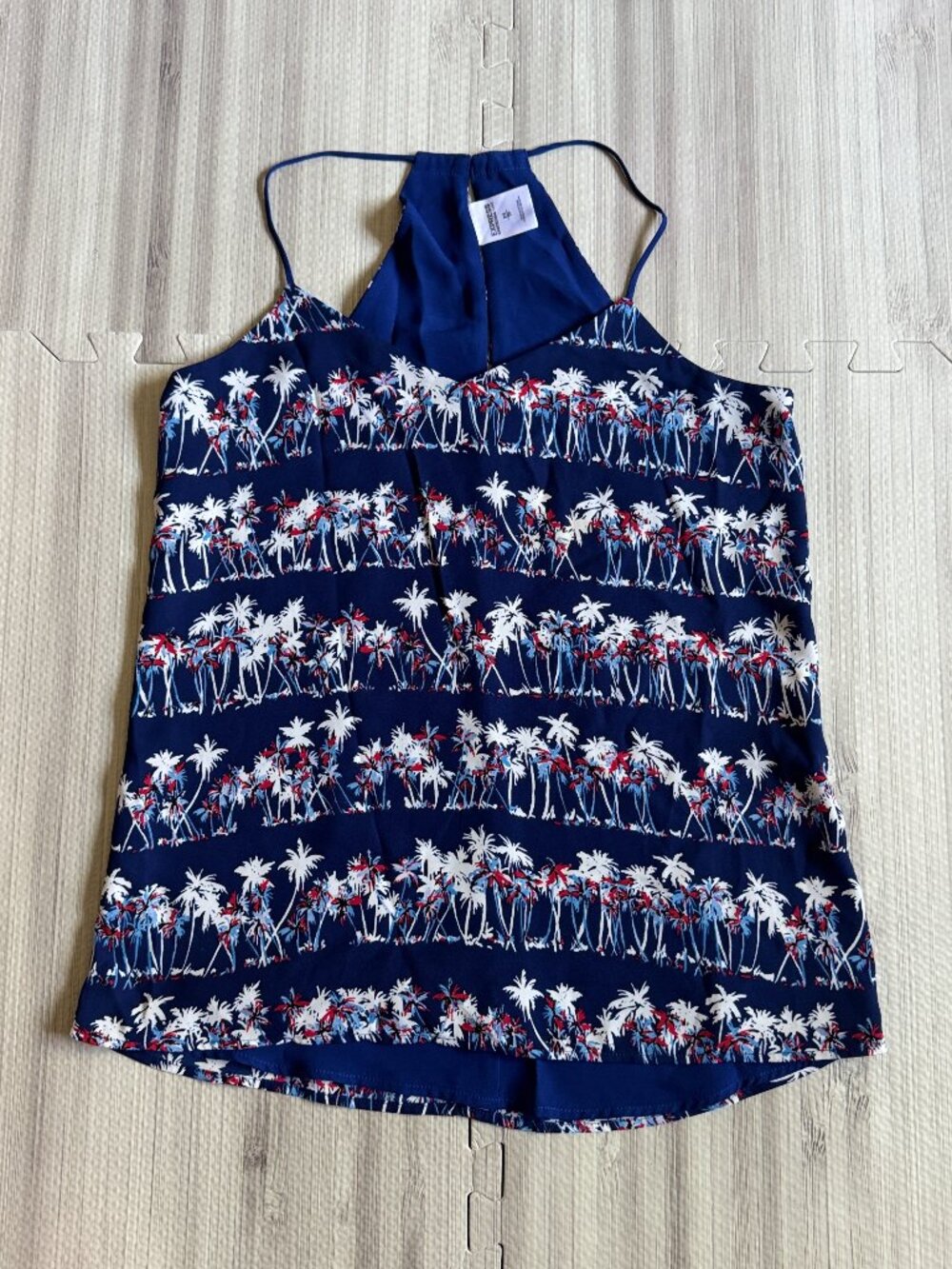 Express Women's Blue Palm Tree Barcelona Cami Top